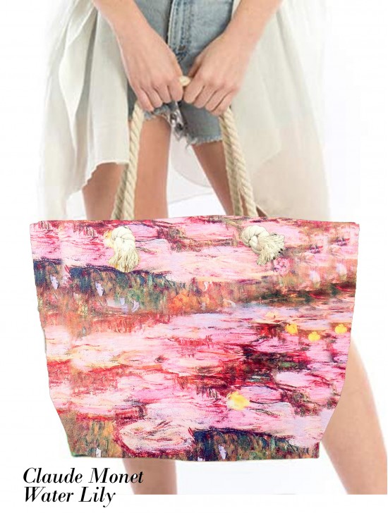 Water Lily Oil Painting Shoulder Bag